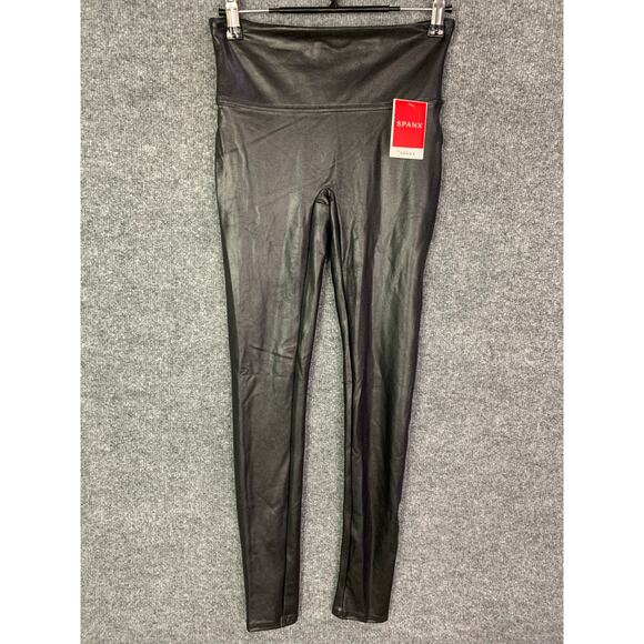 NEW Spanx Black Faux Leather High Waist Ankle‎ Length Pull On Legging Pant SZ S - Picture 1 of 10